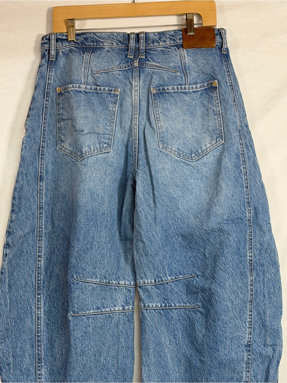 We The Free Light Blue Wide-Leg Denim Jeans with Knee Seams - Picture 6 of 9